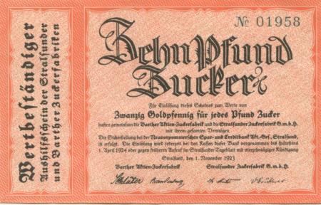 Stralsund - Barther AG Zuckerfabrik und Stralsunder Zucker-Fabrik GmbH - 1.11.1923 - 5 kg 