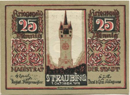 Straubing - Stadt - 1.10.1918 - 1.1.1923 - 25 Pfennig 