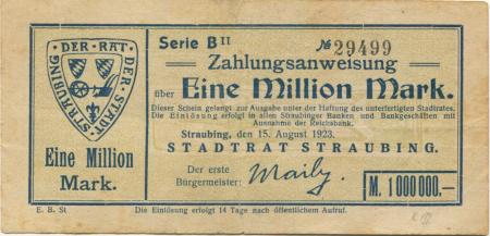 Straubing - Stadt - 15.8.1923 - 1 Million Mark 