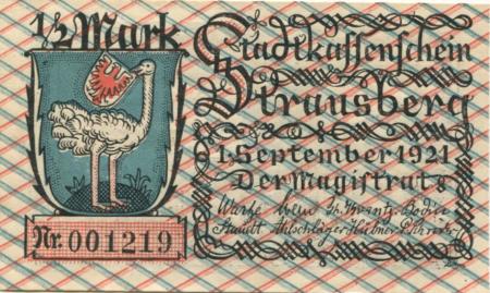 Strausberg - Stadt - 1.9.1921 - 1/2 Mark 