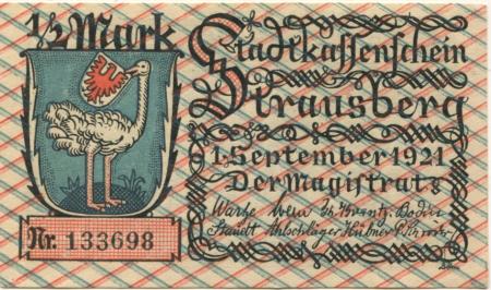 Strausberg - Stadt - 1.9.1921 - 1/2 Mark 