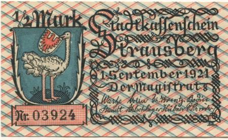 Strausberg - Stadt - 1.9.1921 - 1/2 Mark 