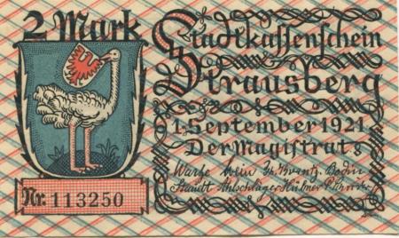 Strausberg - Stadt - 1.9.1921 - 2 Mark 