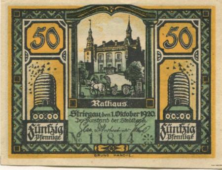 Striegau (heute: PL-Strzegom) - Stadtbank - 1.10.1920 - 50 Pfennig 