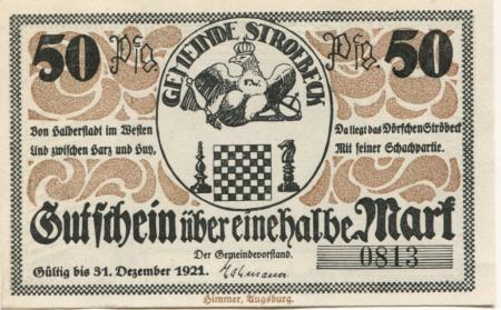 Stroebeck (heute: Halberstadt) - Gemeinde - 31.12.1921 - 50 Pfennig 