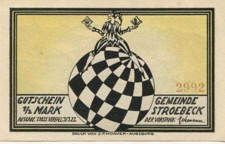 Stroebeck (heute: Halberstadt) - Gemeinde - 1.10.1921 - 31.3.1922 - 1/2 Mark 