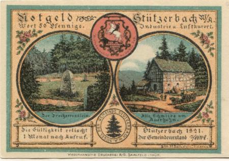 Stützerbach (heute: Ilmenau) - Gemeinde (Weimarer Anteil) - 1921 - 50 Pfennig 