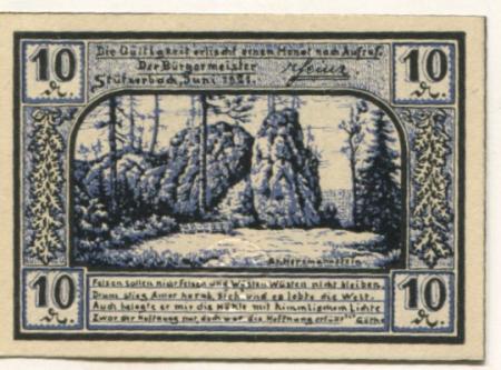 Stützerbach (heute: Ilmenau) - Gemeinde (Weimarer Anteil) - Juni 1921 - 10 Pfennig 