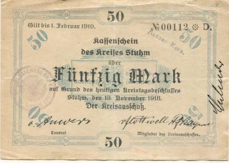Stuhm (heute: PL-Sztum) - Kreis - 13.11.1918 - 1.2.1919 - 50 Mark 