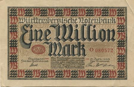 Stuttgart - Württembergische Notenbank - 15.6.1923 - 1 Million Mark 