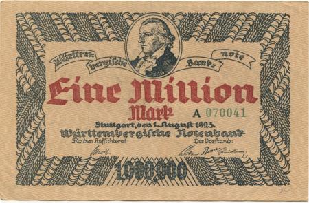 Stuttgart - Württembergische Notenbank - 1.8.1923 - 1 Million Mark 