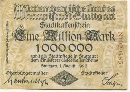 Stuttgart - Stadt - 1.8.1923 - 1 Million Mark 