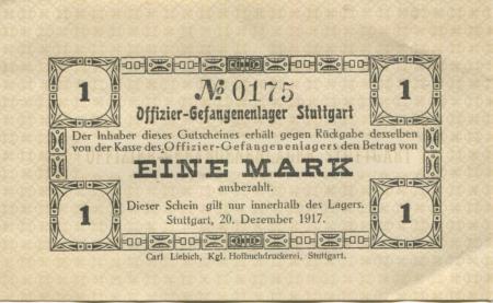 Stuttgart - Offizier-Gefangenenlager - 20.12.1917 - 1 Mark 