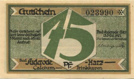 Suderode (Bad) (heute: Quedlinburg) - Gemeinde - 13.5.1921 - 75 Pfennig 