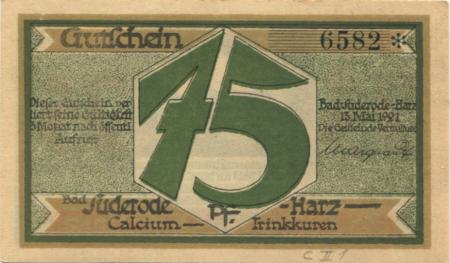 Suderode (Bad) (heute: Quedlinburg) - Gemeinde - 13.5.1921 - 75 Pfennig 