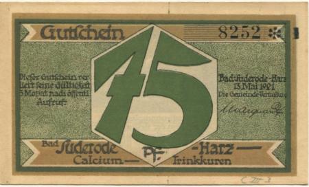 Suderode (Bad) (heute: Quedlinburg) - Gemeinde - 13.5.1921 - 75 Pfennig 