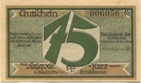 Suderode (Bad) (heute: Quedlinburg) - Gemeinde - 13.5.1921 - 75 Pfennig 