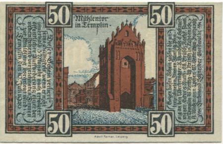 Templin (,Boitzenburg, Gerswalde, Lychen und Zehdenick) - Gewerbetreibende (Brüsch, Ed. Nachfolge und 8 andere) - 10.7.1920 - 25 Pfennig 