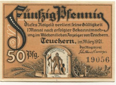 Teuchern - Stadt - März 1921 - 50 Pfennig 