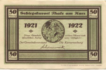 Thale - Stadt - 1921 - 1922 - 50 Pfennig 