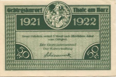 Thale - Stadt - 1921 - 1922 - 50 Pfennig 