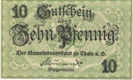 Thale - Stadt - 1918 - 31.12.1919 - 10 Pfennig 