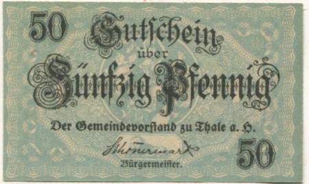 Thale - Stadt - 1918 - 31.12.1921 - 50 Pfennig 