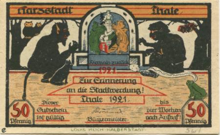 Thale - Stadt - 1921 - 50 Pfennig 