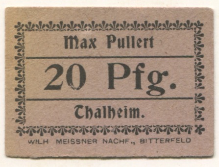 Thalheim (heute: Bitterfeld-Wolfen) - Pullert, Max - -- - 20 Pfennig 