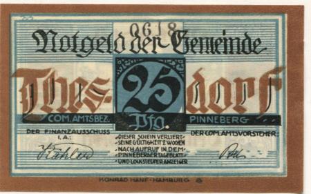 Thesdorf (heute: Pinneberg) - Gemeinde - -- - 25 Pfennig 