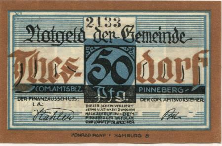 Thesdorf (heute: Pinneberg) - Gemeinde - -- - 50 Pfennig 