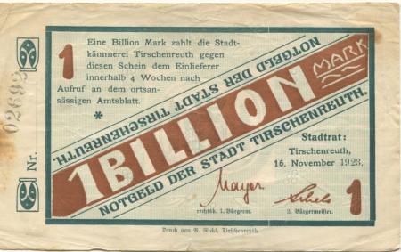 Tirschenreuth - Stadt - 16.11.1923 - 1 Billion Mark 