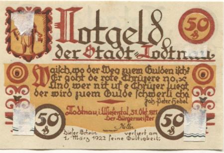 Todtnau - Stadt - 31.10.1921 - 1.3.1922 - 50 Pfennig 