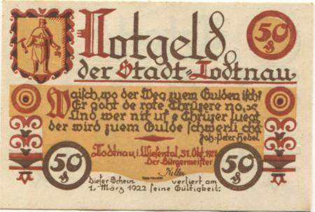 Todtnau - Stadt - 31.10.1921 - 1.3.1922 - 50 Pfennig 