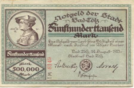 Tölz (Bad) - Stadt - 14.8.1923 - 500000 Mark 