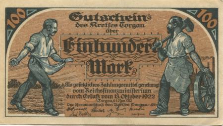 Torgau - Kreis - 1.11.1922 - 100 Mark 