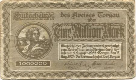 Torgau - Kreis - 15.8.1923 - 1 Million Mark 