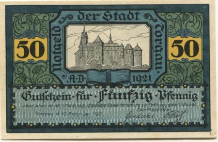 Torgau - Stadt - 10.2.1921 - 50 Pfennig 