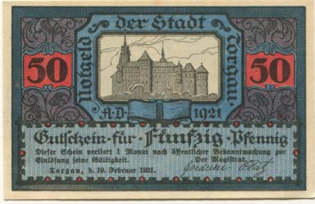Torgau - Stadt - 10.2.1921 - 50 Pfennig 
