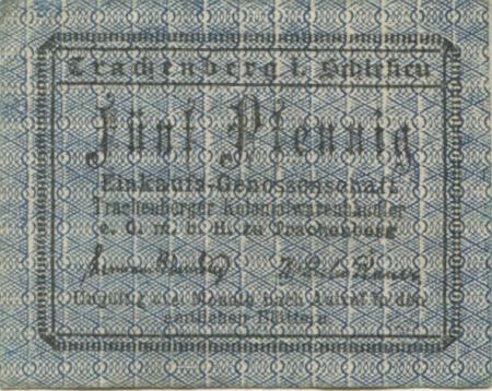 Trachenberg (heute: PL-Zmigród) - Einkaufs-Genossenschaft Trachenberger Kolonialwarenhändler eGmbH - -- - 5 Pfennig 