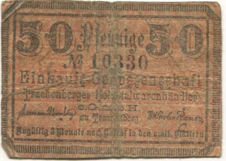 Trachenberg (heute: PL-Zmigród) - Einkaufs-Genossenschaft Trachenberger Kolonialwarenhändler eGmbH - -- - 50 Pfennig 