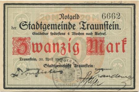 Traunstein - Stadt - 20.4.1919  - 20 Mark 