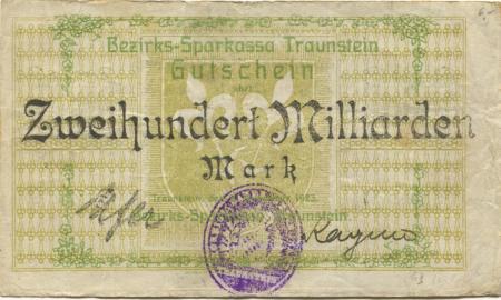 Traunstein - Bezirks-Sparkassa - 3.11.1923 - 200 Milliarden Mark 