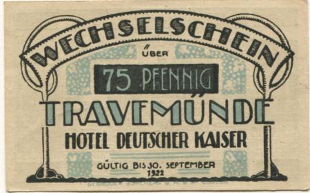 Travemünde (heute: Lübeck) - Hotel Deutscher Kaiser -  - 30.9.1922 - 75 Pfennig 