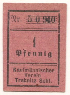 Trebnitz (heute: PL-Trzebnica) - Kaufmännischer Verein - -- - 1 Pfennig 