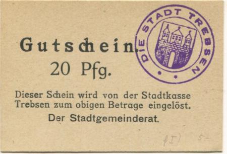Trebsen - Stadt - -- - 20 Pfennig 