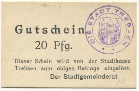 Trebsen - Stadt - -- - 20 Pfennig 