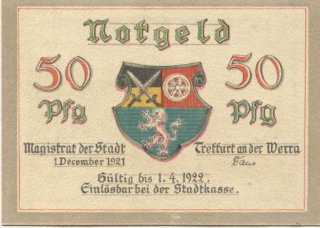 Treffurt - Stadt - 1.12.1921 - 1.4.1922 - 50 Pfennig 