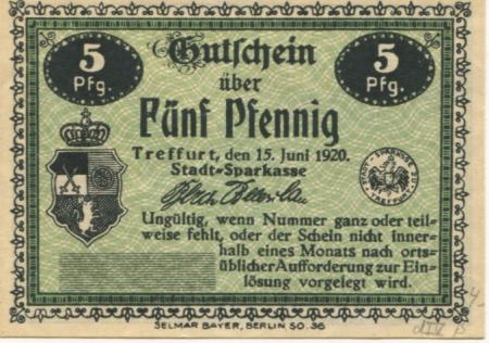 Treffurt - Stadt-Sparkasse - 15.6.1920 - 5 Pfennig 