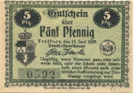 Treffurt - Stadt-Sparkasse - 15.6.1920 - 5 Pfennig 